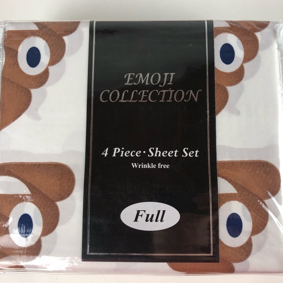 💩 Poop Emoji 4 pc. Sheet & Comforter Set Full NWT - Picture 6 of 7